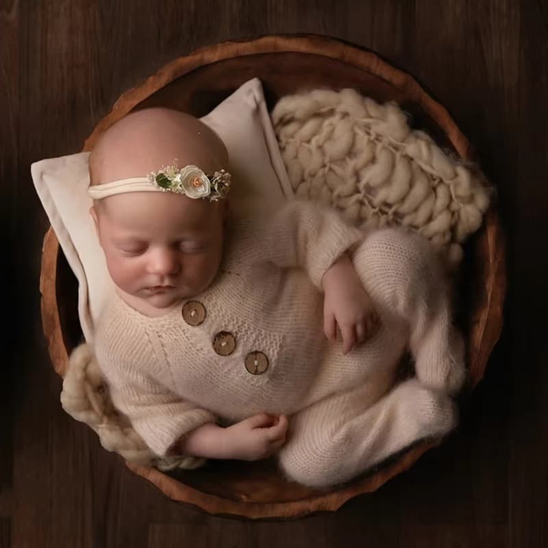 2023 Handmade Foot Jumpsuit for Newborn Photography Props, Soft Stretch Mink Gauze Garment,