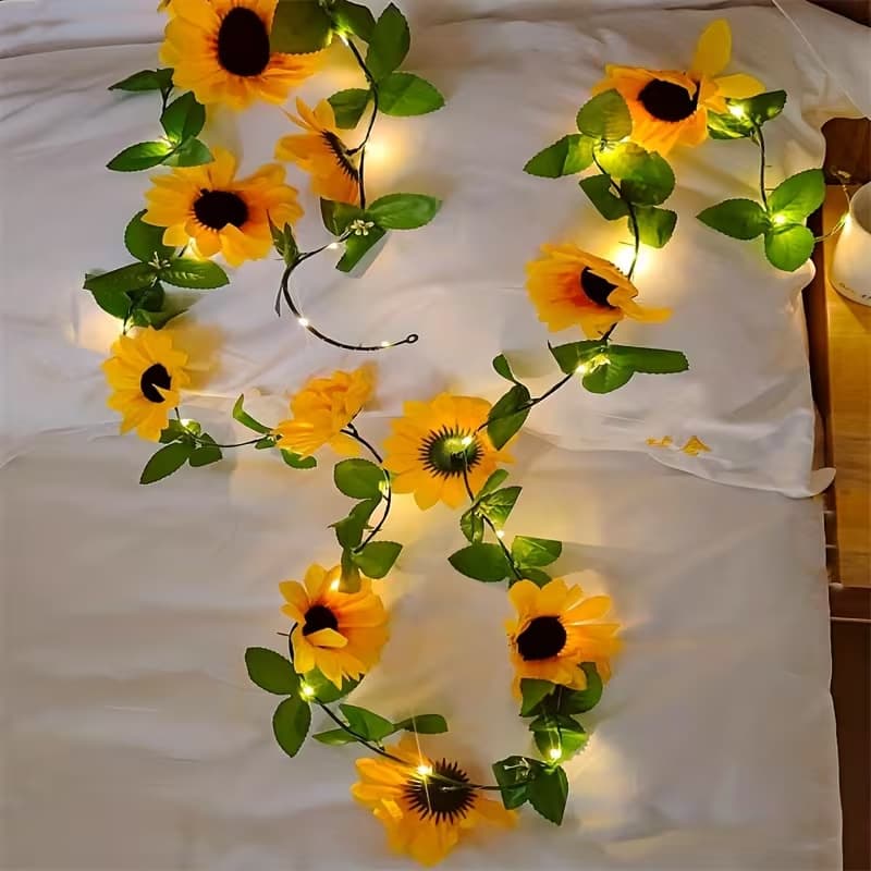 Cross-Border Hot-Selling Artificial Sunflower Vine Fake Flower Vine Wall Hanging Air Conditioning Pipe Cover Decoration Home Decor