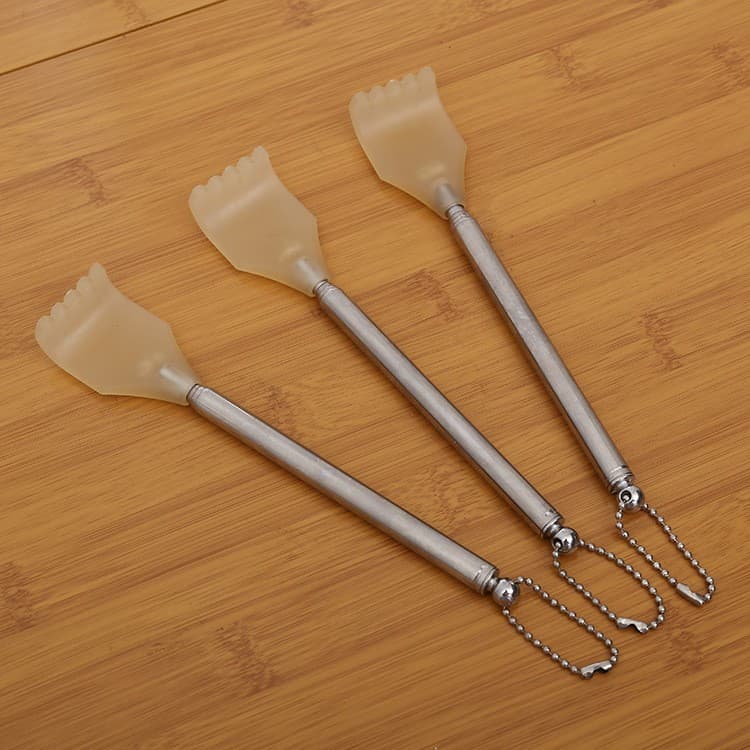 Household stainless steel extendable back scratcher with massage function, independent itching solution