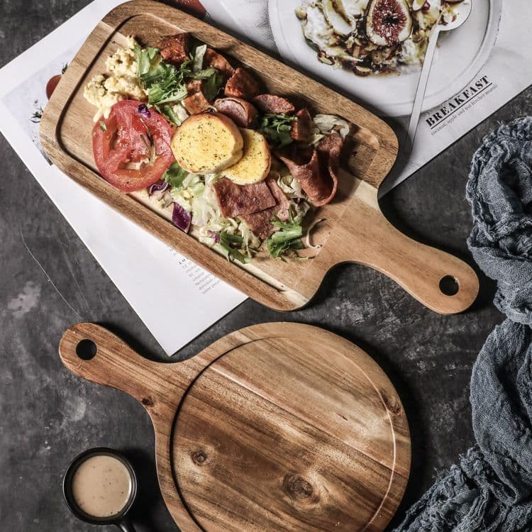 Steak dinner plate wooden household Japanese wooden plate rectangular plate Western plate breakfast tableware pizza wooden tray