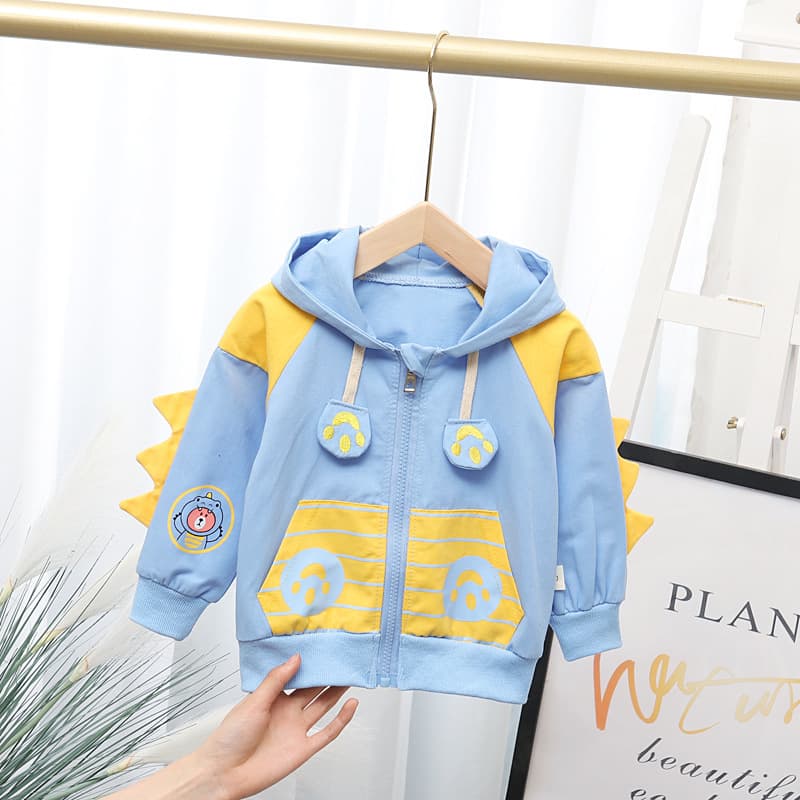 Boys Girls Toddler 2026 New Casual Hooded Footprint Long Sleeve Set Baby Jacket Top Stylish Kids