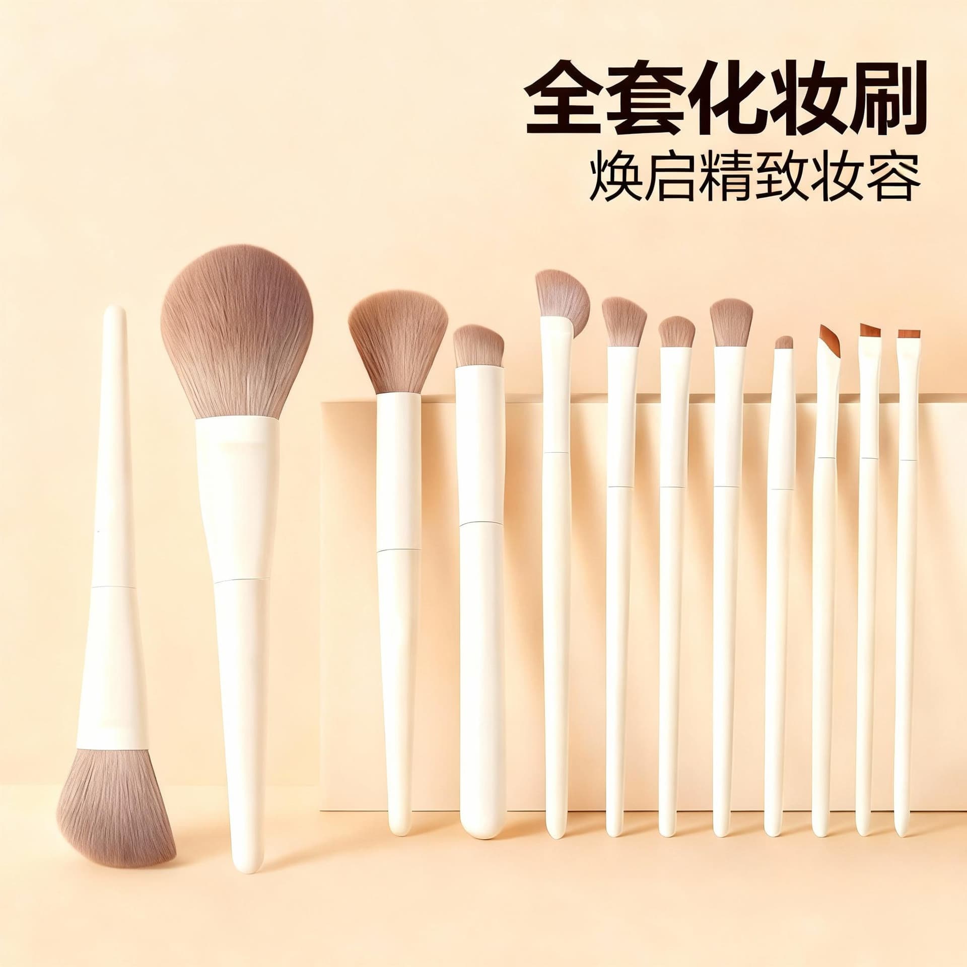 Large Cloud Porcelain 12-Piece Makeup Brush Set: Eyeshadow Brush, Precision Brush, Powder Brush, Contour Brush, Nose Shadow Brush, Complete Set for Beginners