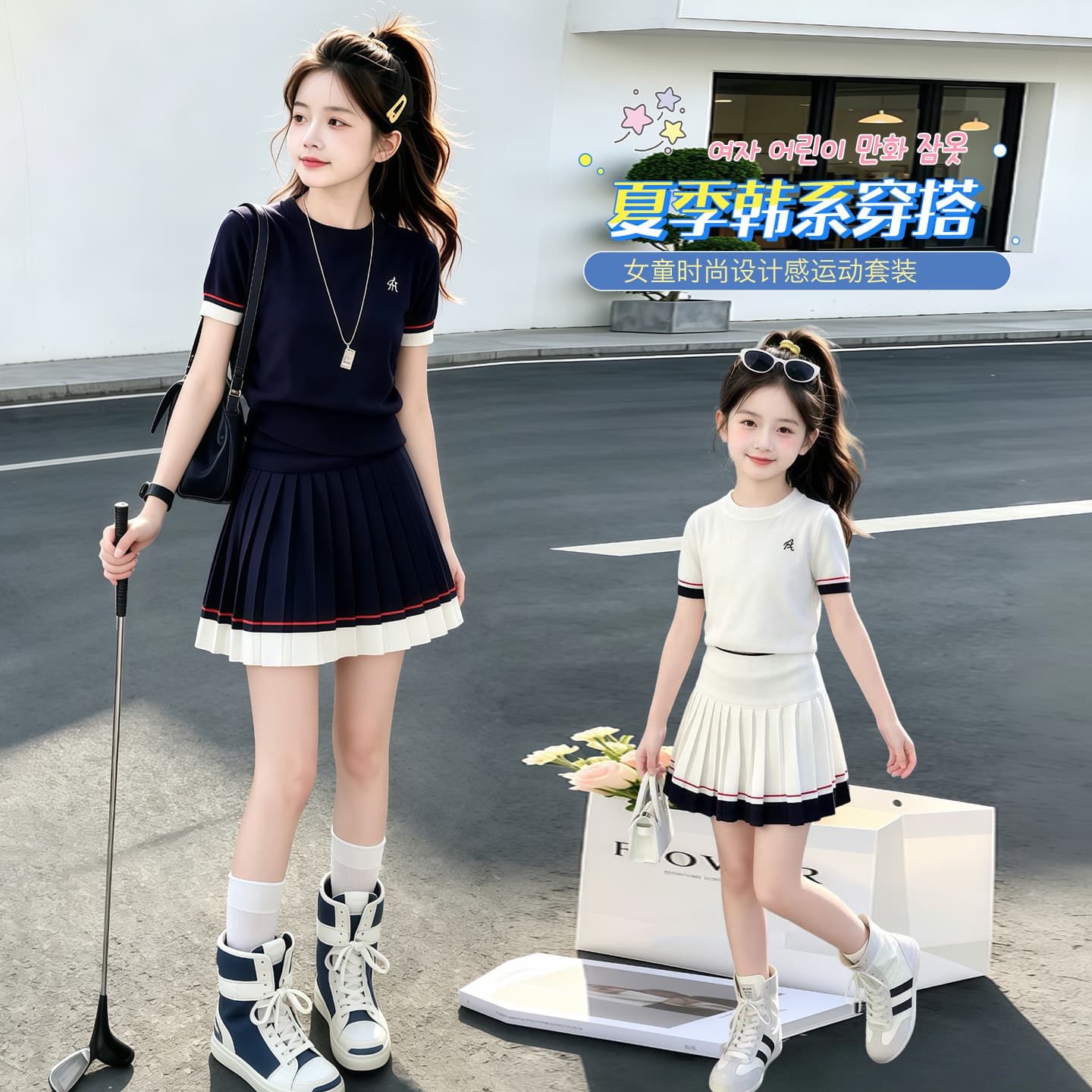 Girls Summer Suits 2026 New Little Girls Children Light Sports Skirts Big Children Great-looking Summer Outfits