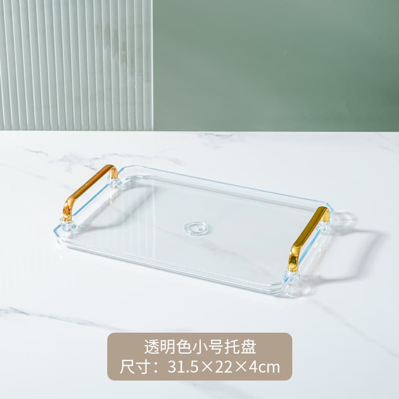 Light Luxury Rectangular Plastic Tray with Handle for Home Tea Cup Water Cup Fruit Tray Commercial Beauty Salon