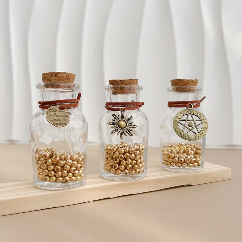 Cork Small Glass Bottle Gold Bean Collection Bottle Drift Bottle Retro Wish Bottle Creative Lucky Star Bottle