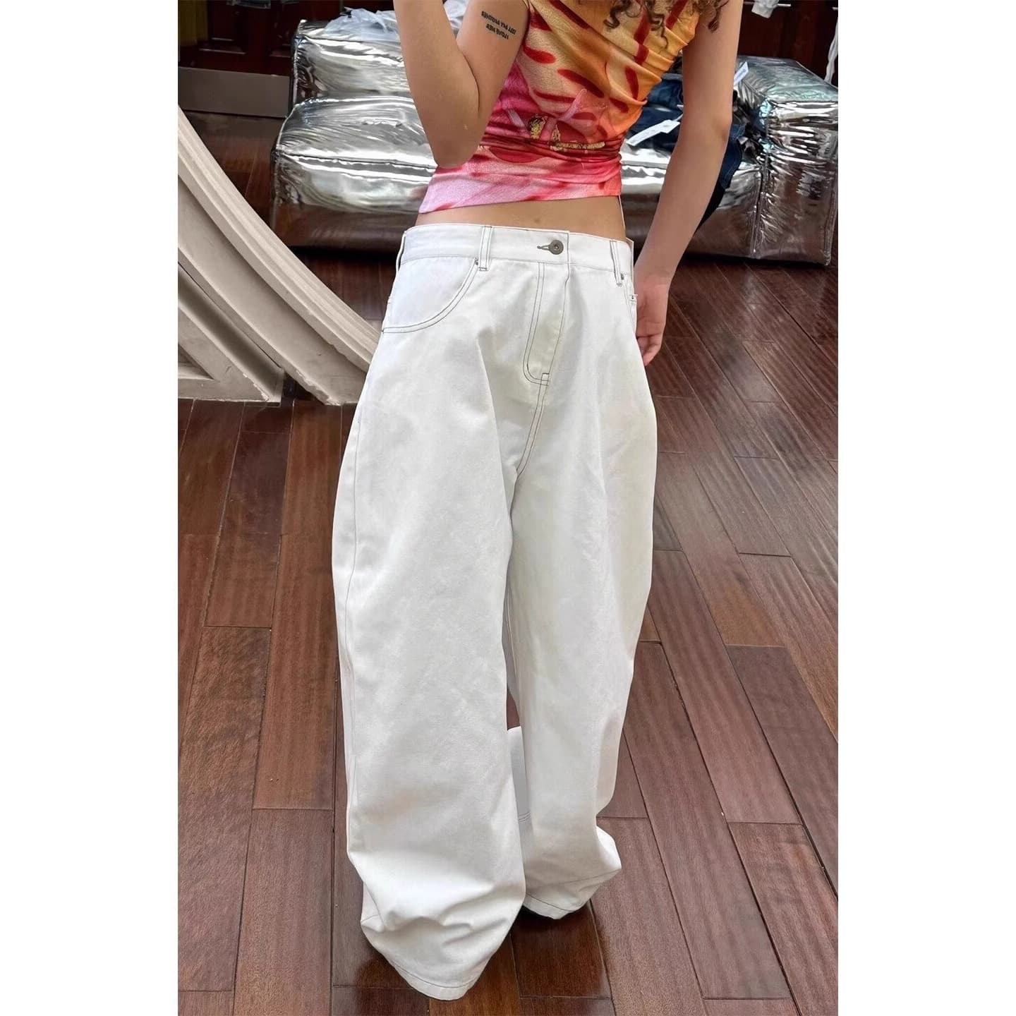 Cross-Border Bestseller Patterned Personalized Embroidered Printed Unisex Jeans, Hip-Hop Loose Punk Style Designer Long Pants