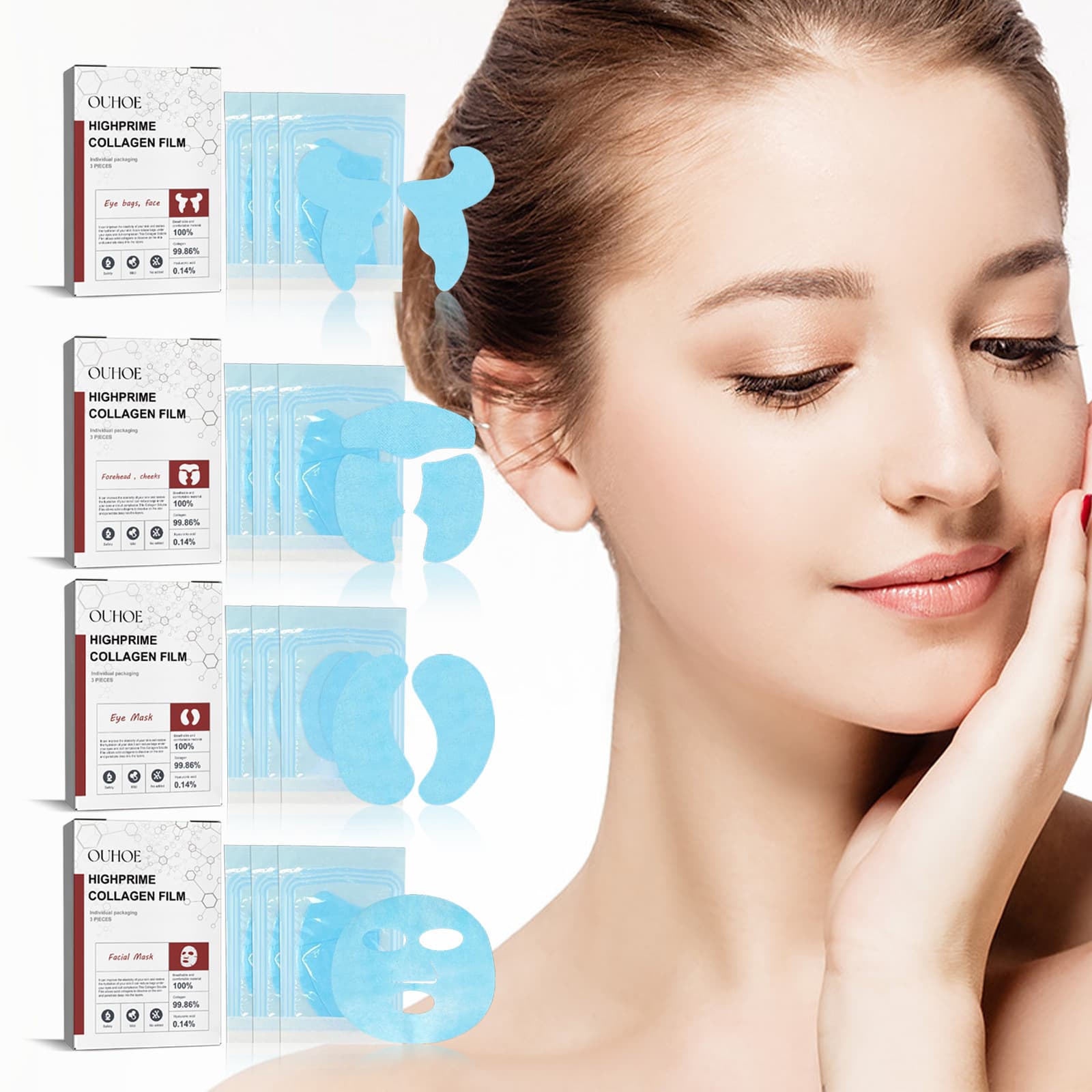 OUHOE Hydrolyzed Collagen Set Firming Facial Skin Eye Mask and Mask Skincare Set