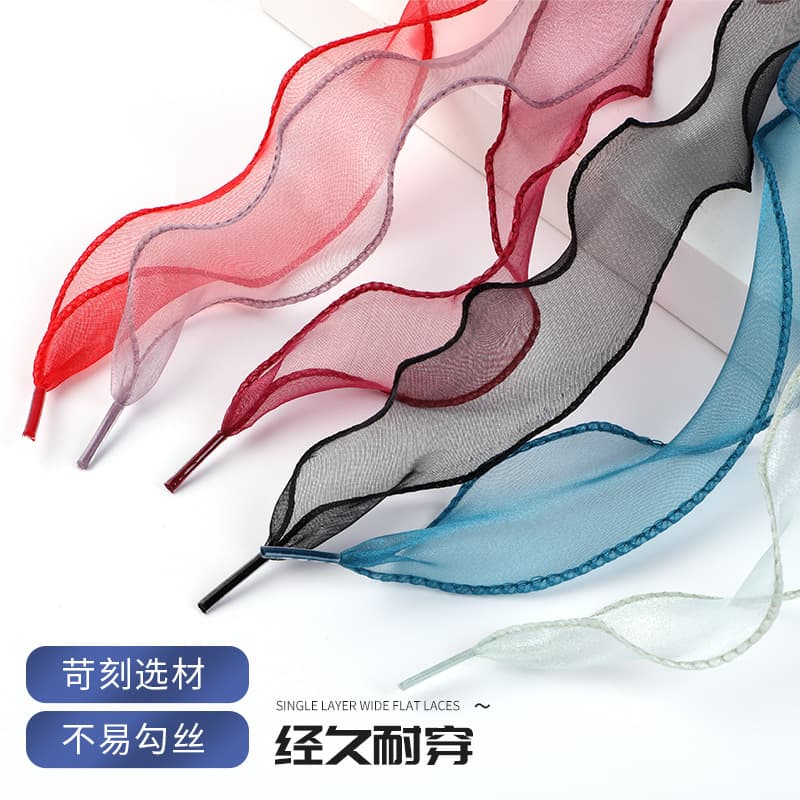 Fish Tail Chiffon Silk Lace Wavy Mesh Shoelace Compatible with Air Force 1 Canvas Shoes Shoelace Rope