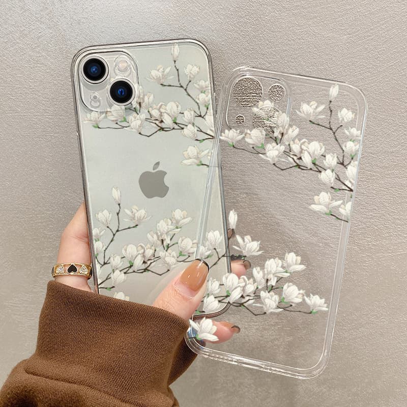 Factory wholesale Chinese style jade magnolia Apple 17 phone case iPhone 14 Pro Max anti-drop TPU soft case
