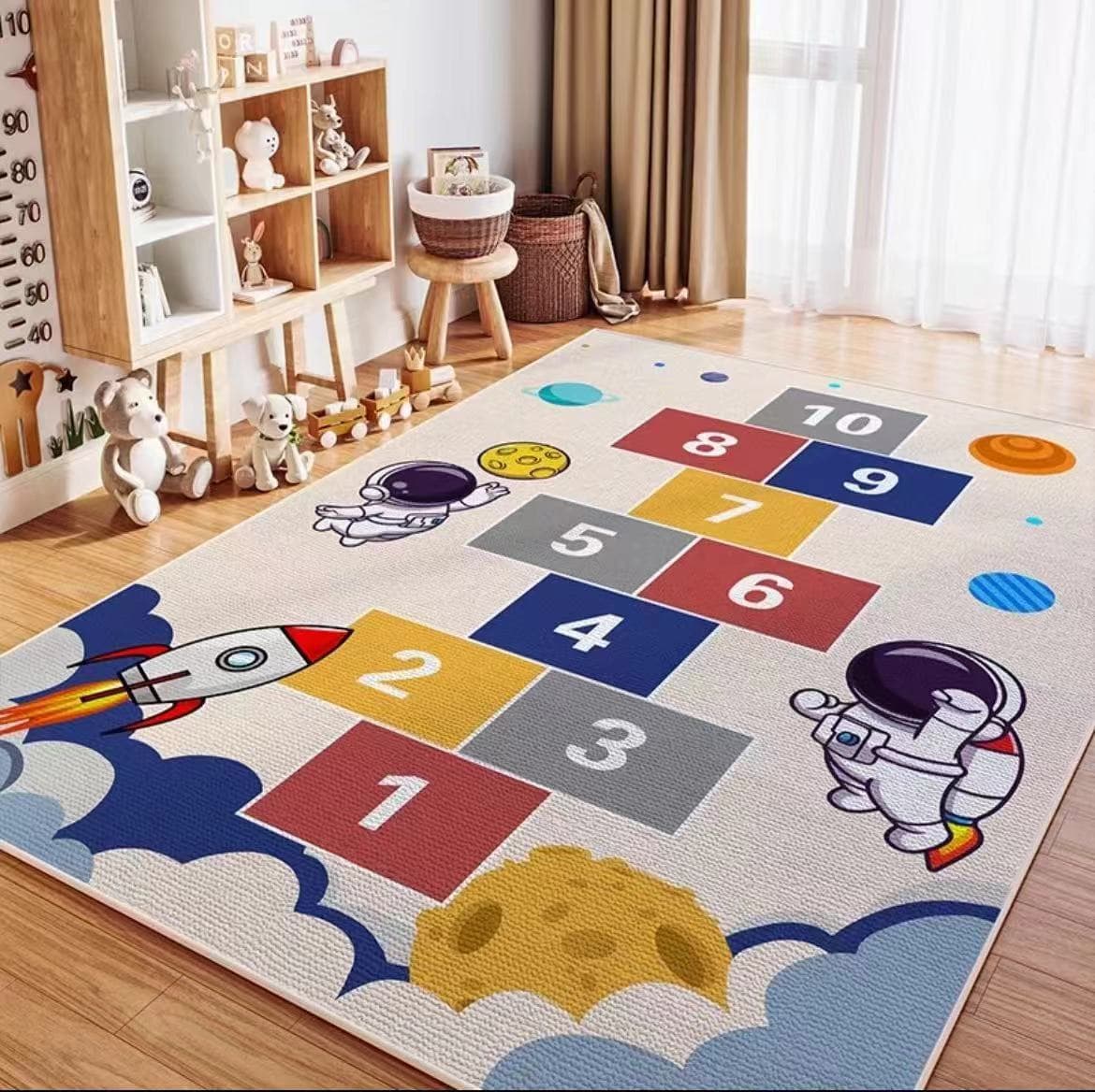 Simple Home Carpet Floor Mat Living Room Sofa Rug Hopscotch Game Mat Bedroom Kids Room Crystal Velvet Bedside Rug