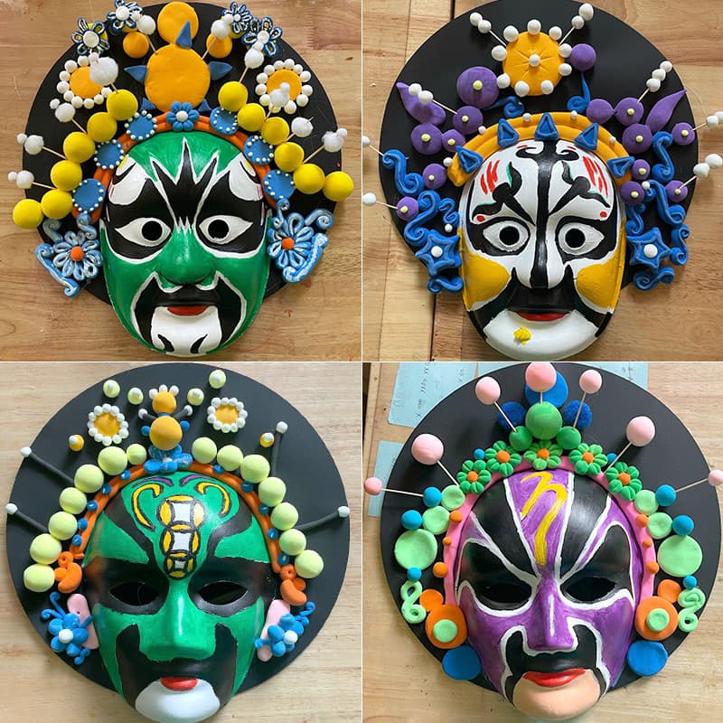 Peking Opera Face Mask DIY Craft Kit, White Mask Blank for Making, Kindergarten Halloween Children's Hand-Painted Graffiti