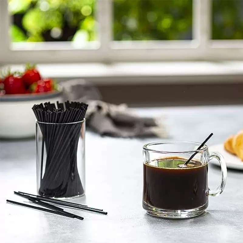 Available for cross-border disposable straws, black plastic straight coffee straws, cocktail straws, multiple size combinations in stock