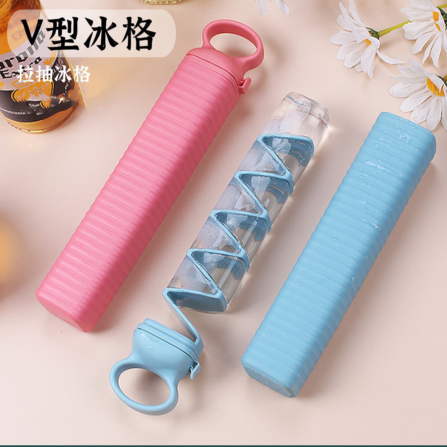 Cross-border Plastic Ice Cube Tray Household Ice Maker Portable Homemade Quick-Freeze Ice Box Pull-Out Ice Tray Kitchen Ice Mold
