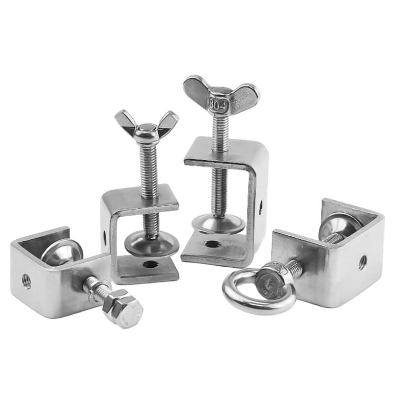 304 Stainless Steel Tiger Clamp U-Clamp C-Clamp Steel Tube Square Clamp Hand-Tightened Lifting Ring Clamp Open