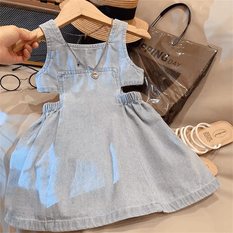 2026 Korean-style Summer Dress with Straps, New Summer Children's Clothing, Baby Girl Dress, Fashionable Korean-style Denim Skirt