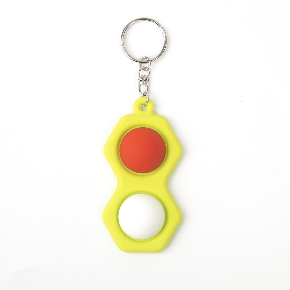 Fidget Simple Dimple Toy Silicone Keychain Stress Relief Toy Hexagonal Dimple Decompression Button
