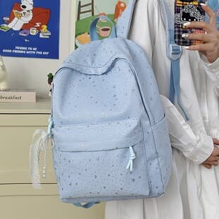 Korean Style Ins Starry Sky Backpack for Women, School Bag for Middle and High School Students, Casual, Cute, and Versatile