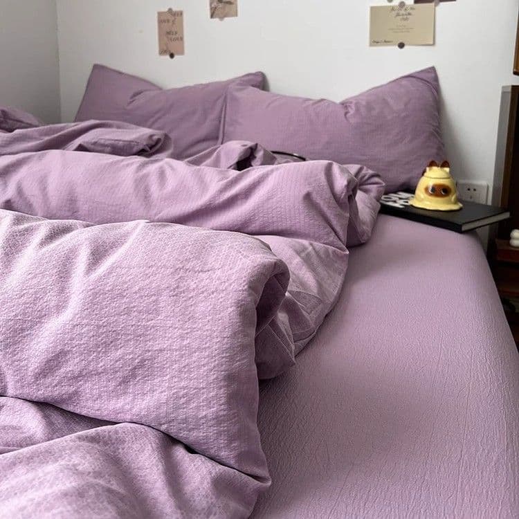 Category A Mother & Baby INS Simple Solid Color Extra Soft Double Layer Gauze Four-Piece Bed Sheet and Duvet Cover Student Dormitory Three-Piece Fitted Sheet