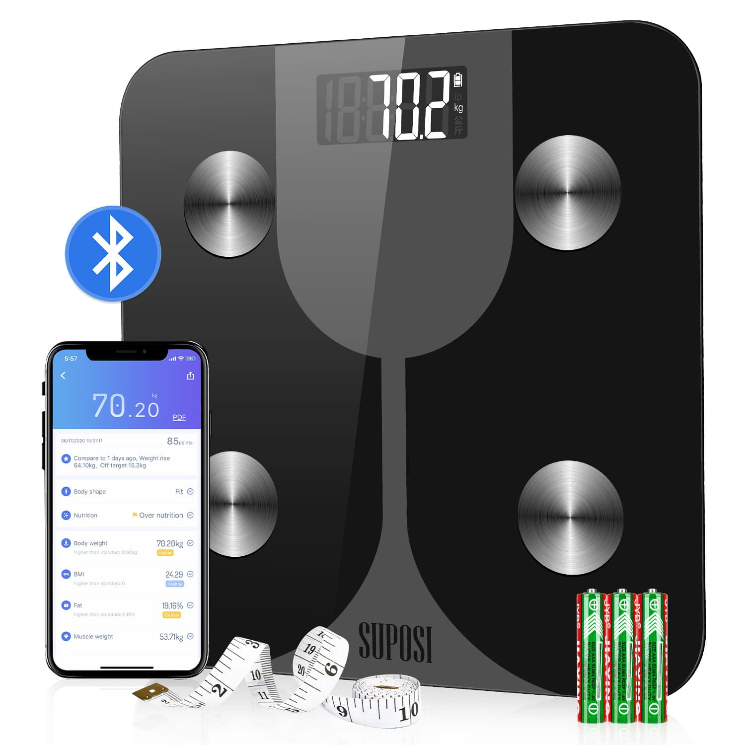 New Smart Body Fat Scale with Bluetooth, Cross-border Gift, Electronic Health Monitor for Home, Dropshipping
