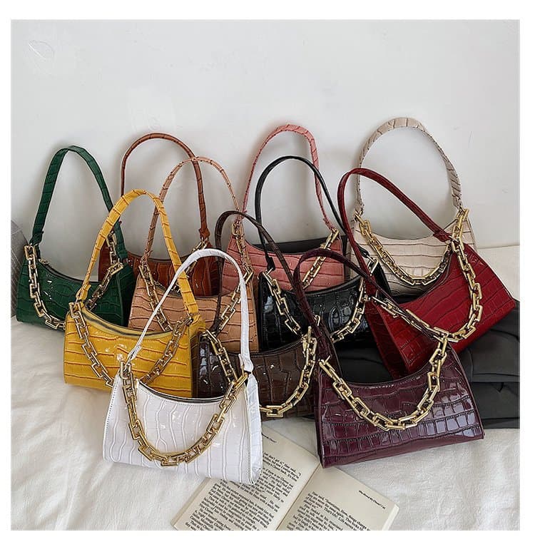 Niche Design Bag Women Autumn Winter New Fashion Crocodile Texture Underarm Bag Ins Influencer Same Style Handheld Shoulder Bag