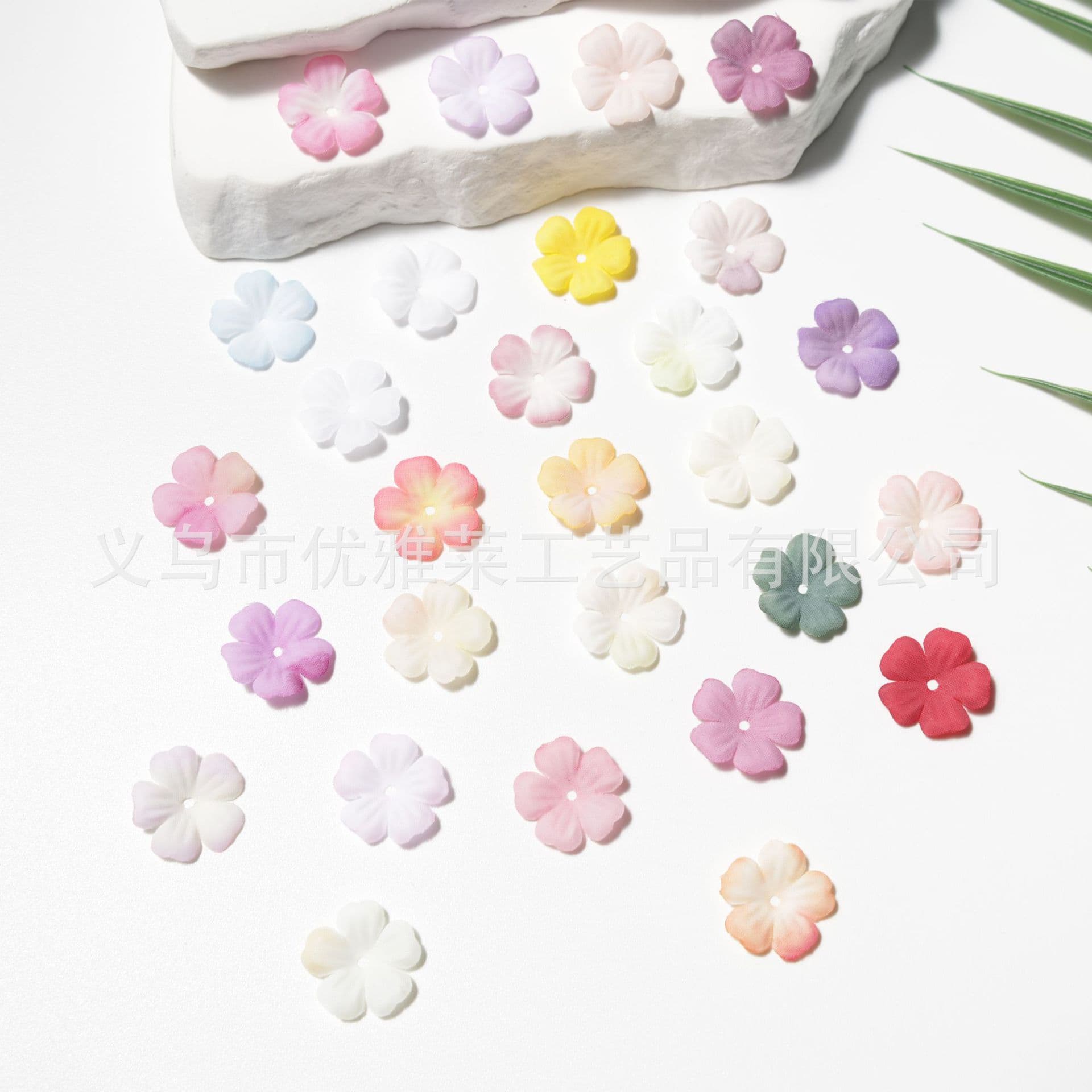 Artificial 1.5cm Five-Petal Flower Pieces Semi-Finished Artificial Flowers Fresh Style Home Shoe Hat Decoration Accessories