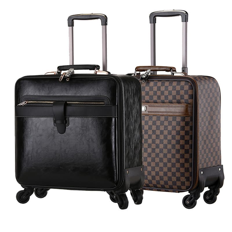 High-End Leather Business Travel Suitcase 16 Inch Unisex Wheel Suitcase Handheld Small Pull Rod Waterproof Anti-Theft Expandable