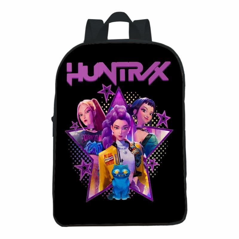 Huntrix Kpop Mini Backpack Black and Pink Nursery Children's School Bag Unisex Polyester Breathable Cute Pattern Print