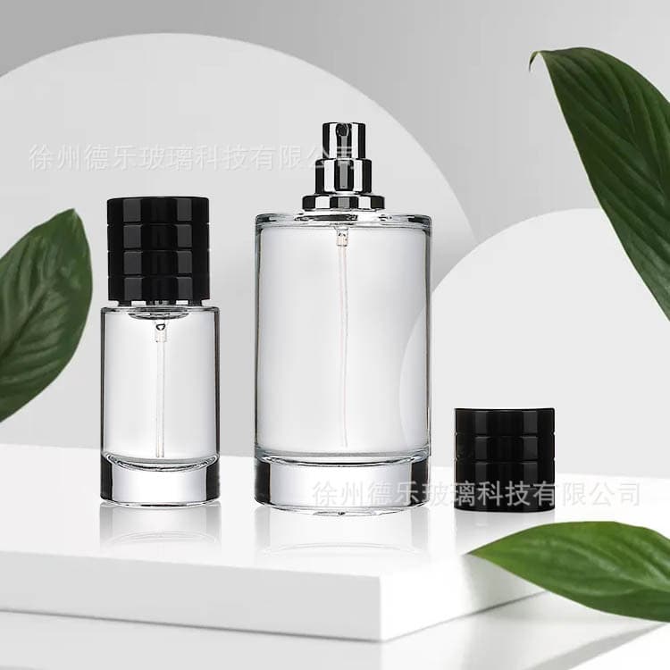 In Stock Cylindrical 50ml 100ml Perfume Bottle Snap-On Clear Spray Glass Bottle 25ml Small Perfume Refill Empty Bottle