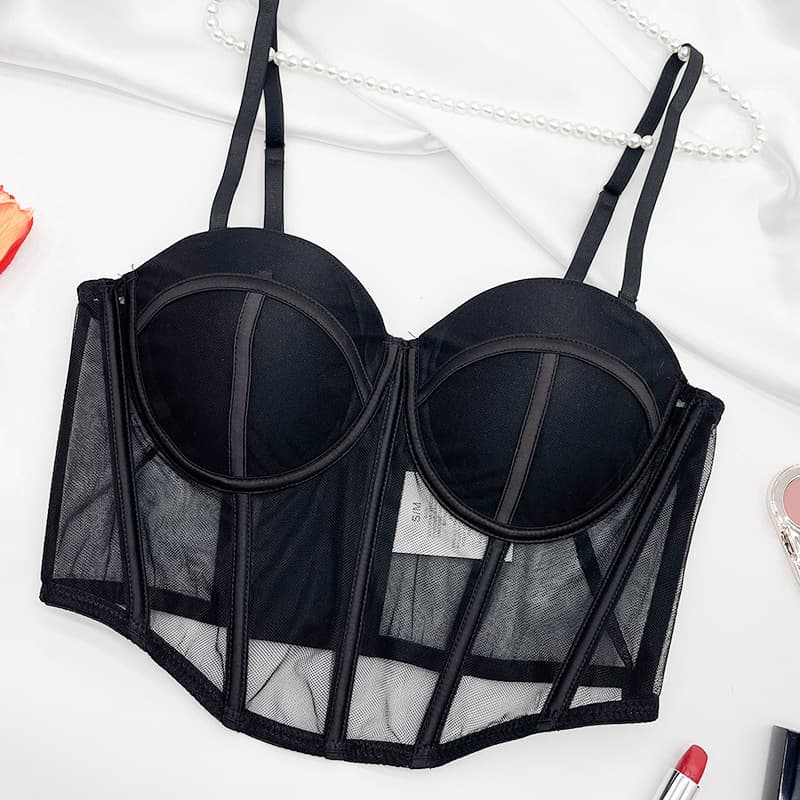 French Sexy Soft Underwire Bra Vest-style Boned Shapewear Women Small Chest Push-up Anti-sagging Bra Exquisite