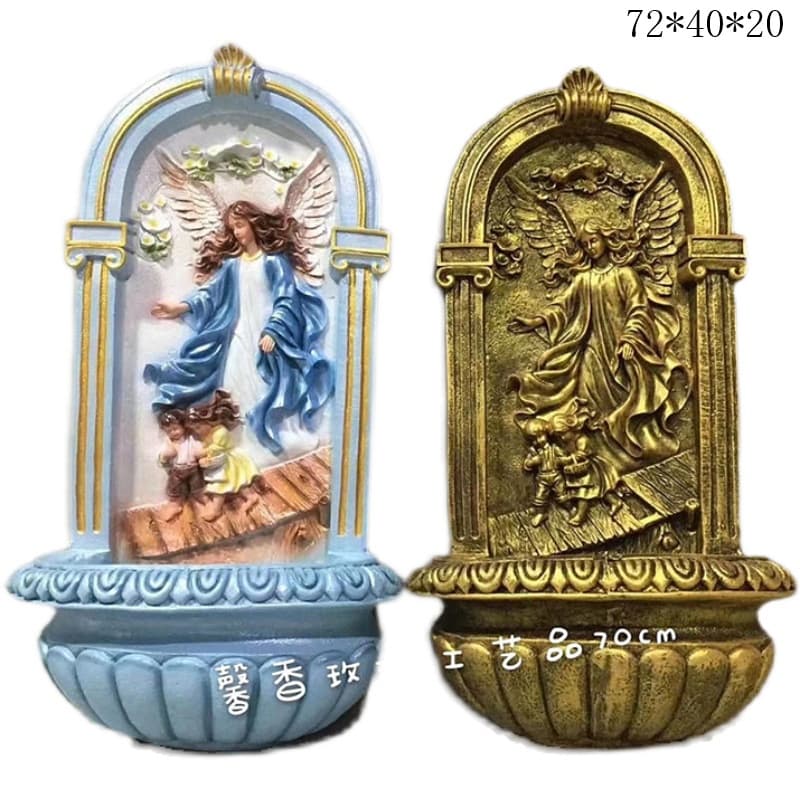 70cm Angel Guardian Holy Water Font Gazing Figure Statue Resin Home Living Room Church Hanging Ornament