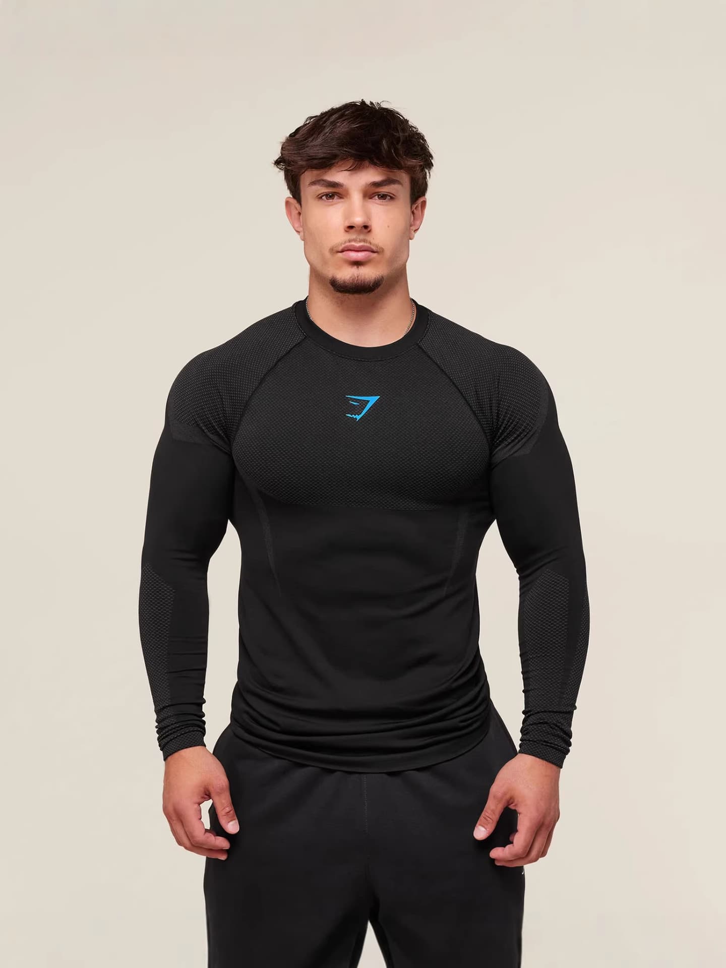 Amazon Men's Compression Shirt GYM Workout Running Training Top Stretch Fashion Print Crew Neck Long Sleeve