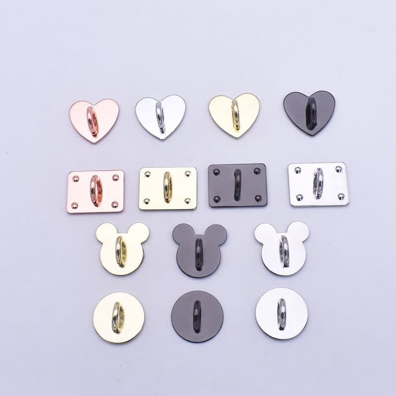 Korean-style Tassel Pendant Base, Metal DIY Phone Case Accessories, Round Heart Square Pendant Hook
