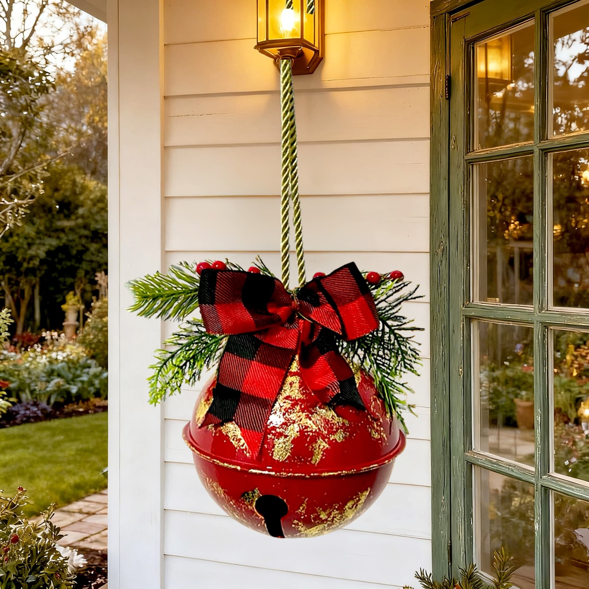 Cross-border temu hot-selling Christmas decorations golden big bell pendants Christmas tree door decorations holiday supplies gifts
