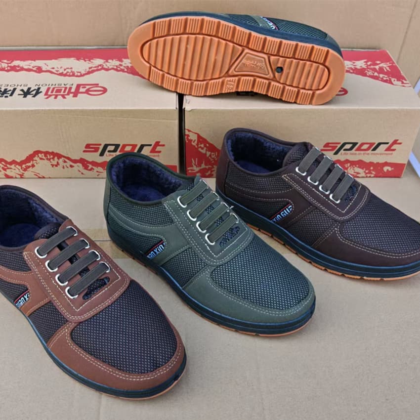 Winter Men's Cotton Shoes Old Beijing Cotton Shoes Flat Bottom Four Ribs Labor Protection Shoes Work Shoes Construction Site Fleece-Lined Dad Shoes
