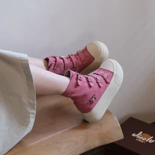 Piao Hong Canvas Shoes Women's Boots Height-Increasing Fashion 2026 Spring/Summer New Thick Sole Casual Shoes Board Shoes Versatile Round Toe Single