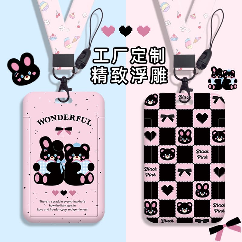 New Cute Cartoon Card Holder Anti-Loss Campus Card ID Card Protector Stock Game Card Wallet INS Style