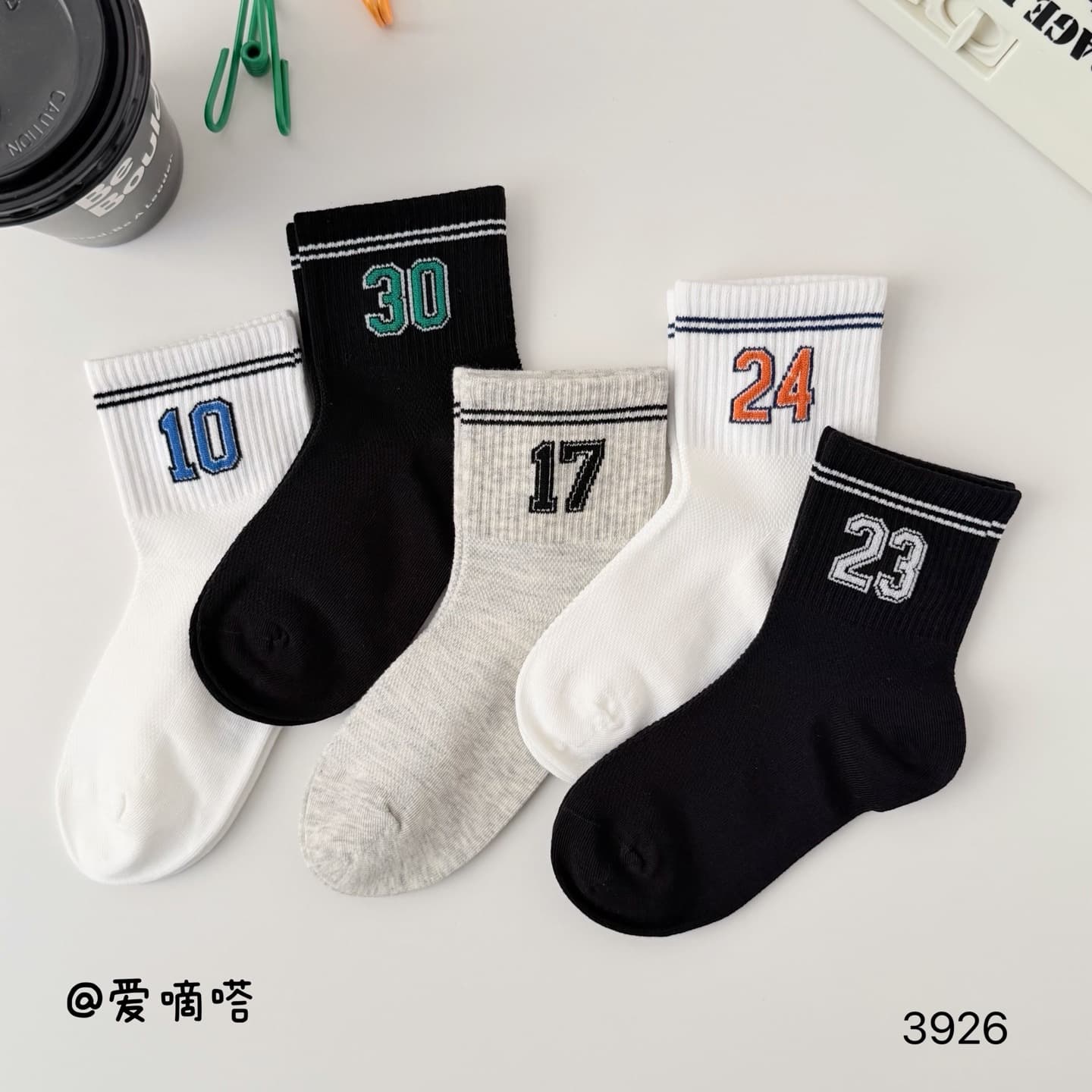 Aidida children's socks summer mesh high-top medium and large children's digital Korean striped children's trendy socks student socks