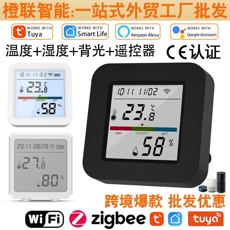 Cross-Border Factory Graffiti WiFi Smart Temperature and Humidity Meter Detector Indoor Remote Wireless Temperature and Humidity Sensor