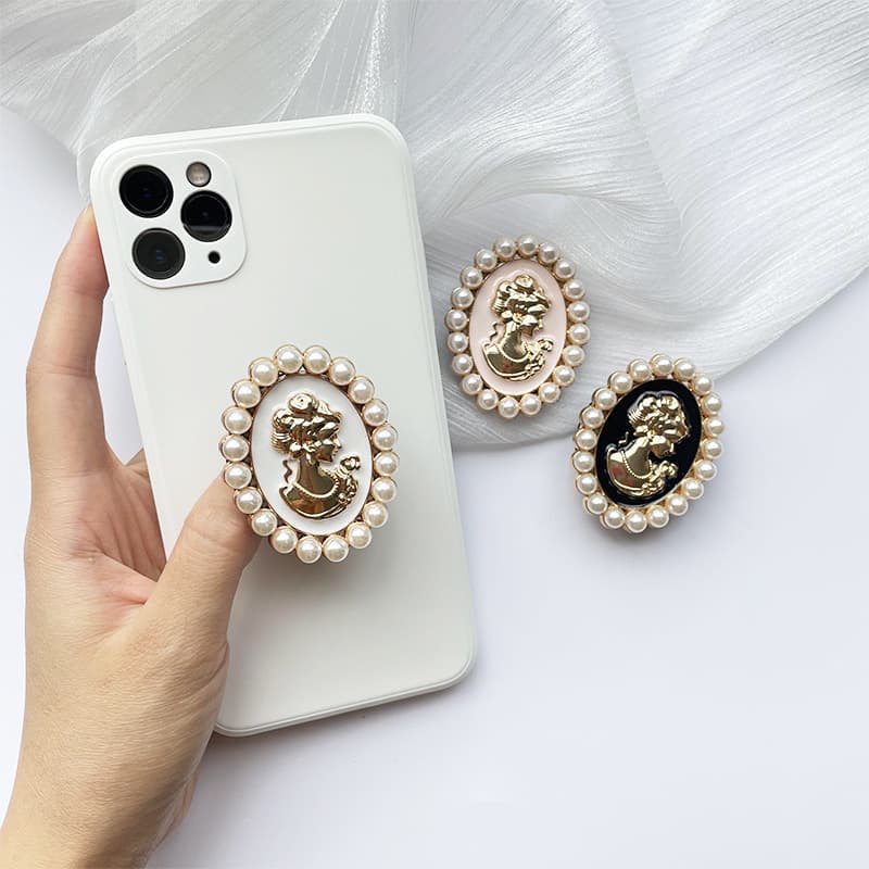 Air bag holder ins creative retro style beauty head lazy retractable mobile phone holder custom gift LOGO