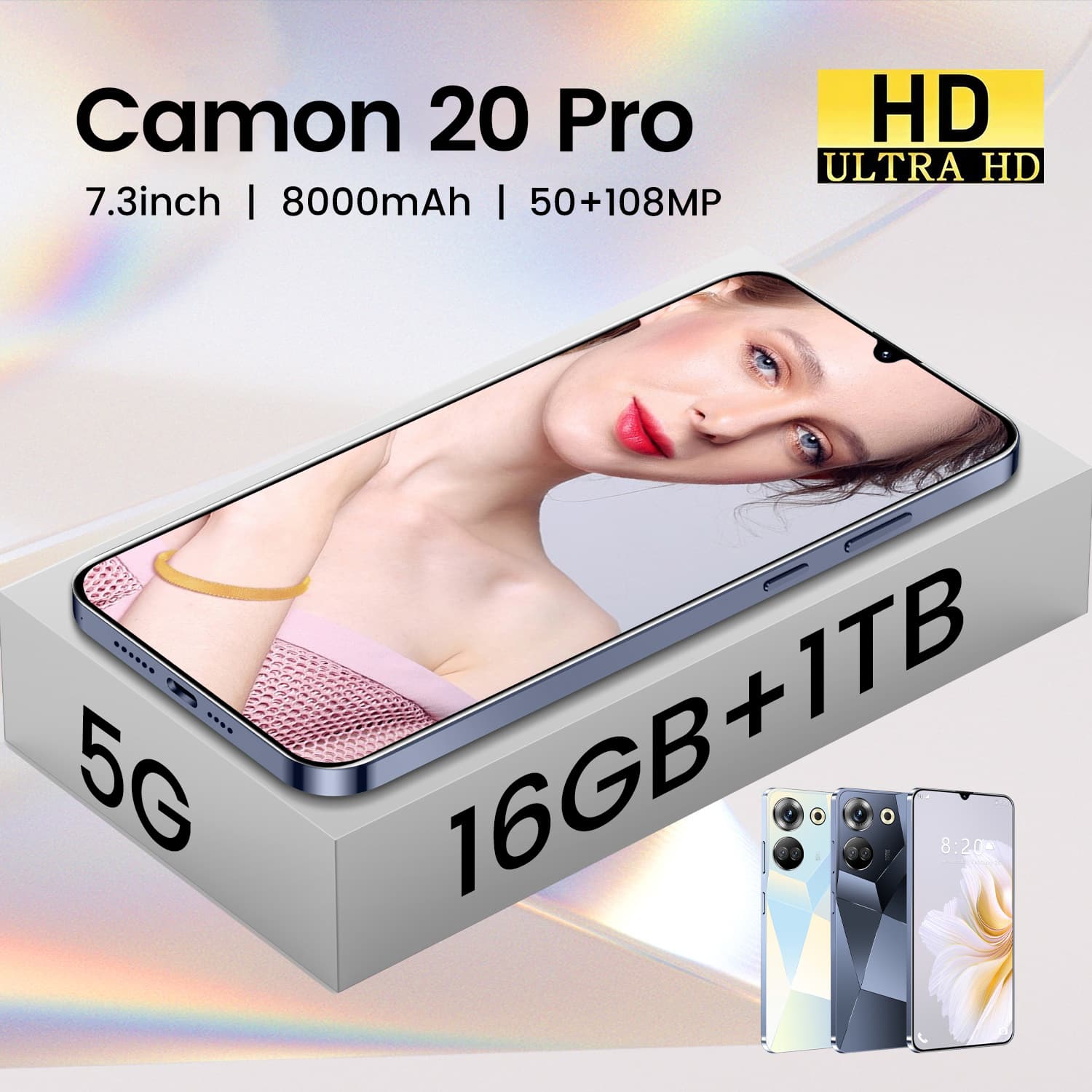 Camon 20 Pro 7.3-inch HD Foreign Trade Smartphone 2+16GB Smart Android Phone