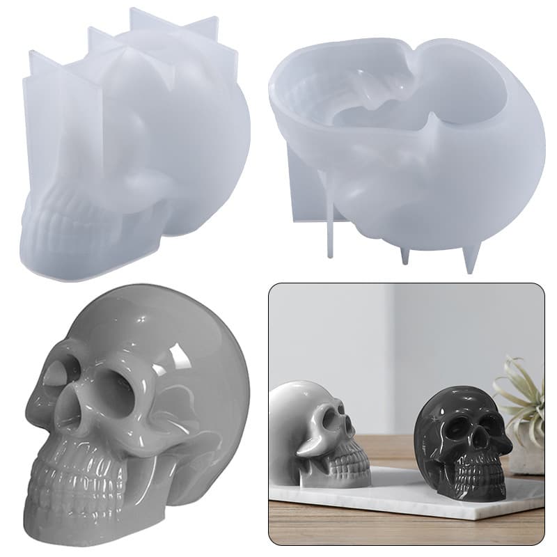 Yumeiren DIY Crystal Epoxy Mold Bucktooth Skull Head Ornament Table Decoration Silicone Mold Wholesale in Stock