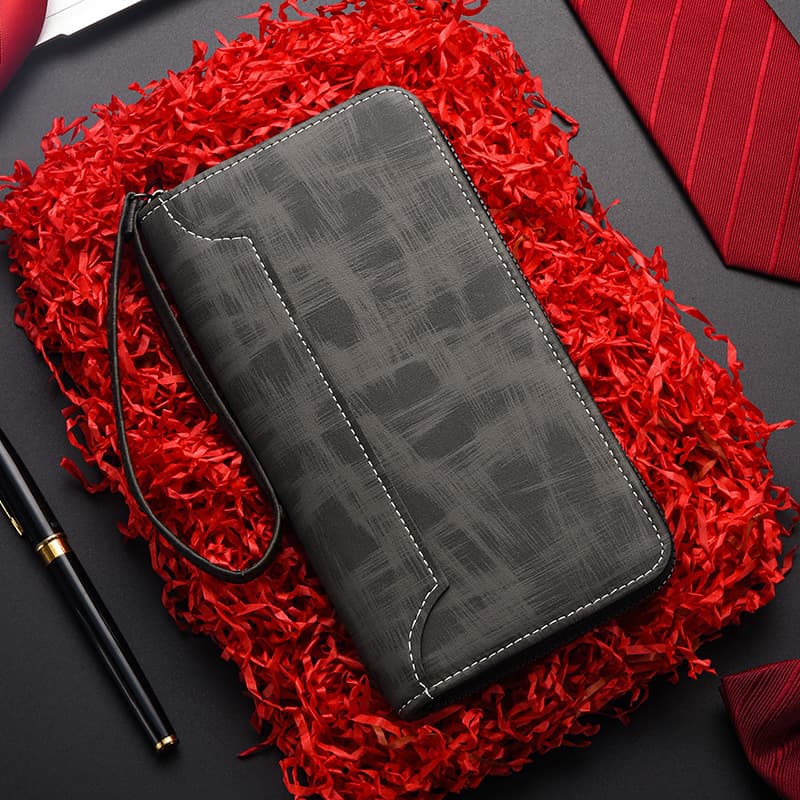 Cross-Border Men's Long Wallet Men's Zipper Clutch Bag European and American Multi-Function Large Capacity Phone Clutch Bag