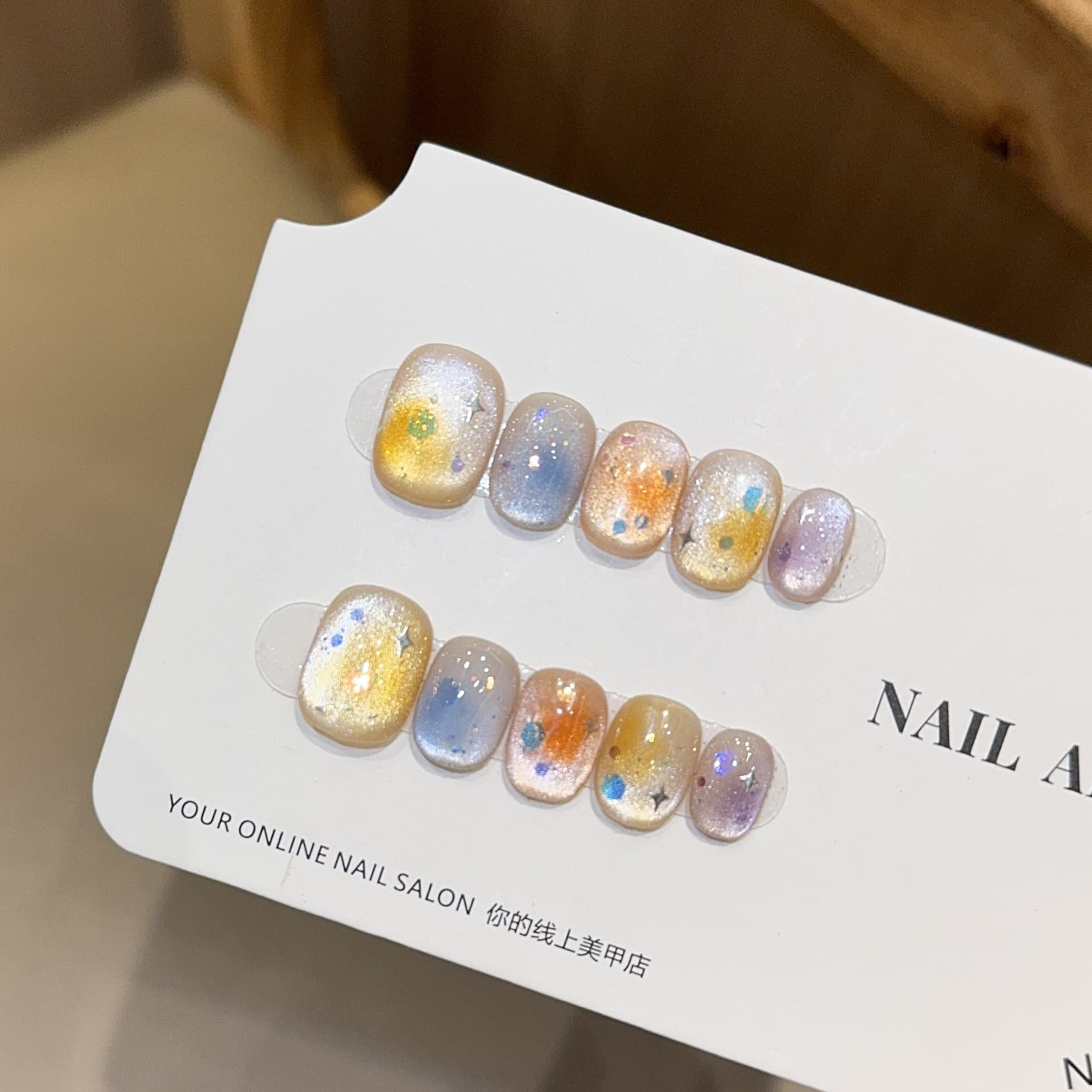 [Dopamine] Dopamine Cat Eye Purely Handmade Wearable Nails High-End Short Round Manicure Fake Nail Patch