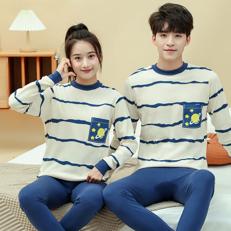 Youth Thermal Underwear Set for Boys and Girls, Cotton Long Johns for Teens and College Students, Pure Cotton Base Layer Pajamas