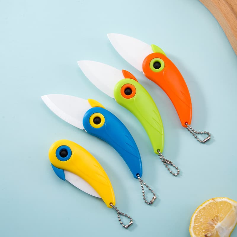 In Stock Ceramic Folding Fruit Knife Convenient Portable Peeler, Creative Bird Design Foldable Knife