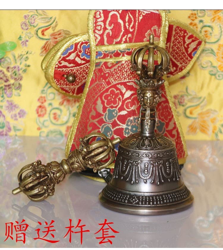 New Nepalese nine-strand vajra bell and pestle carved nine-cobalt bell with bell and pestle set large sound big copper rattle