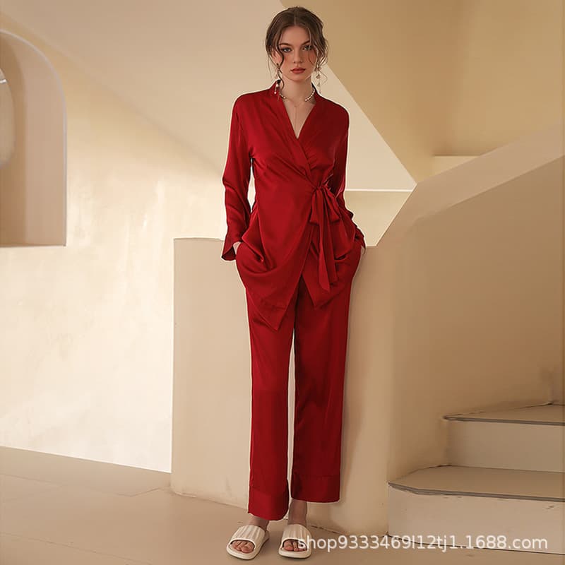 2023 new high-end satin pajama set, slimming bride set, wearable as bridesmaid gift, sexy homewear