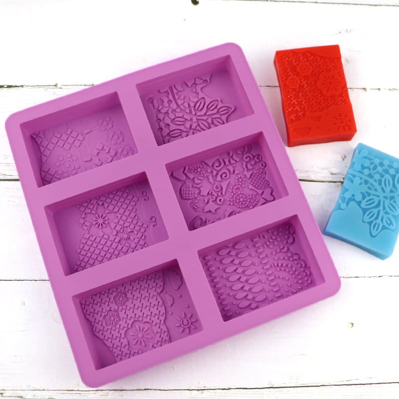 Dobi 6-Pattern Rectangular Soap Silicone Cake Mold Baking Mold Handmade Soap Mold Aromatherapy Soap Mold Making