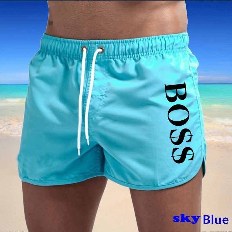 New AliExpress European and American men's fashion beach shorts polyester multi-color sports men's three-point shorts men's beach pants