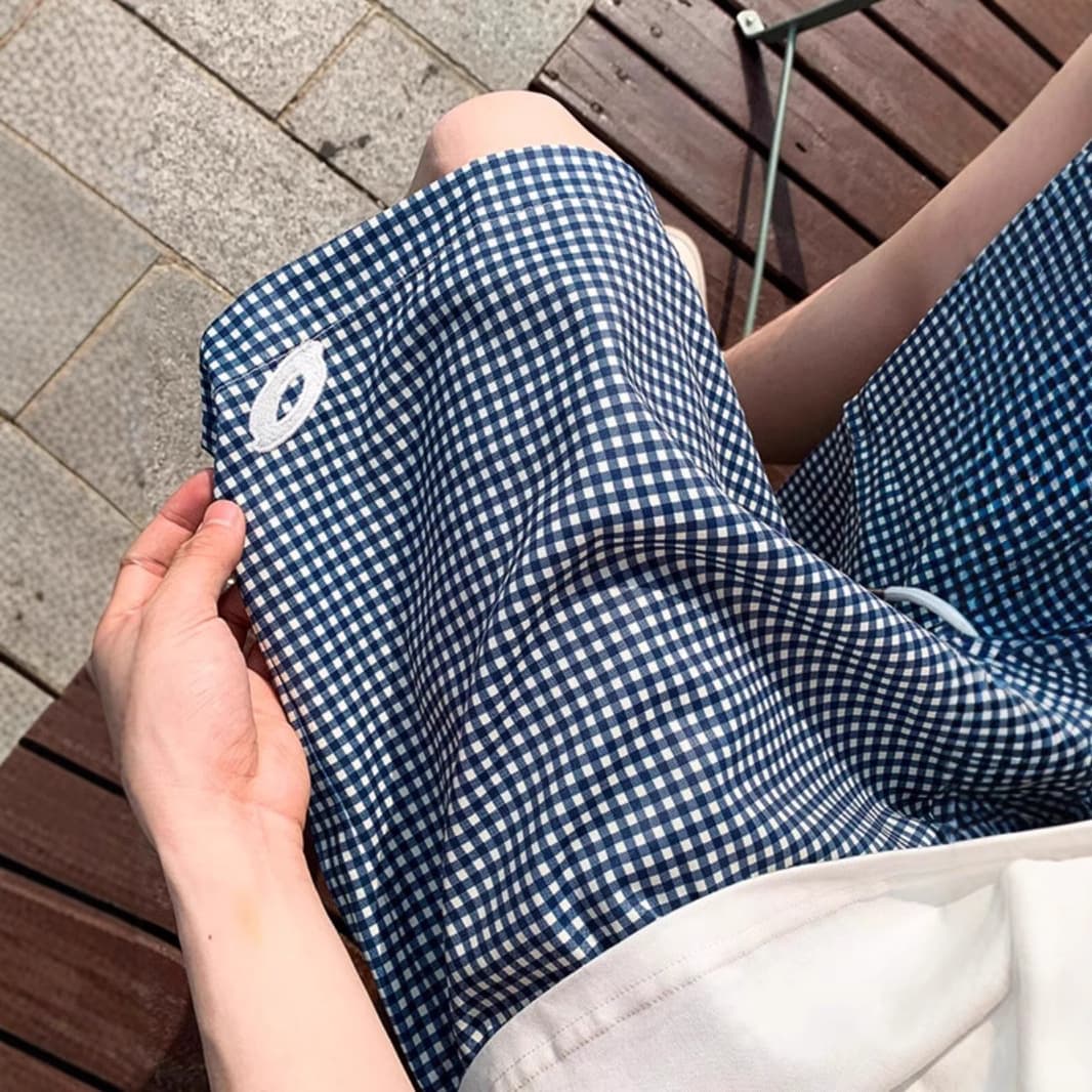Korean-style plaid casual shorts, unisex trendy brand, summer versatile simple casual pants